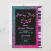 Verjaardagsfeest Rainbow Glitter Piano Kaart (Voorkant)