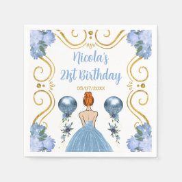 Verjaardagsfeest Red Hair Princess in Dusty Blue Servet