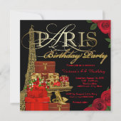 Verjaardagsfeest Red Paris Kaart (Voorkant)