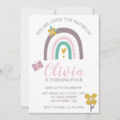 Verjaardagsfeest regenbogen en bloemen kaart (Voorkant)