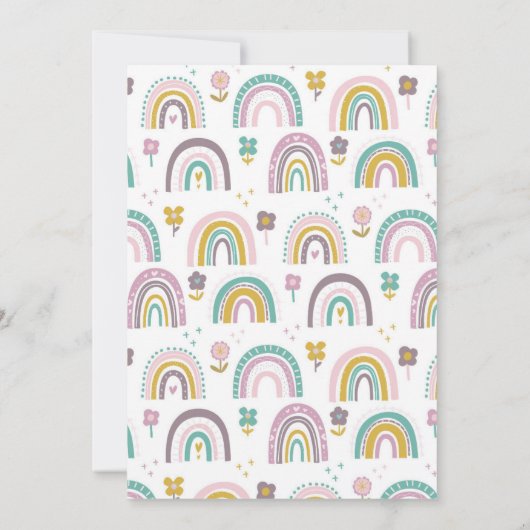 Verjaardagsfeest regenbogen en bloemen kaart (Achterkant)