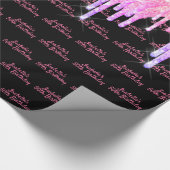 Verjaardagsfeest regenboog roze glitters zwart gli cadeaupapier (Hoek)