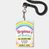 Verjaardagsfeest Regenboogfeest Glitter VIP Pas Badge (Voorzijde met lanyard)