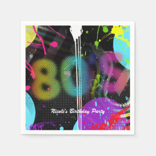 Verjaardagsfeest Retro Regenboog Spetter 80's Servetten