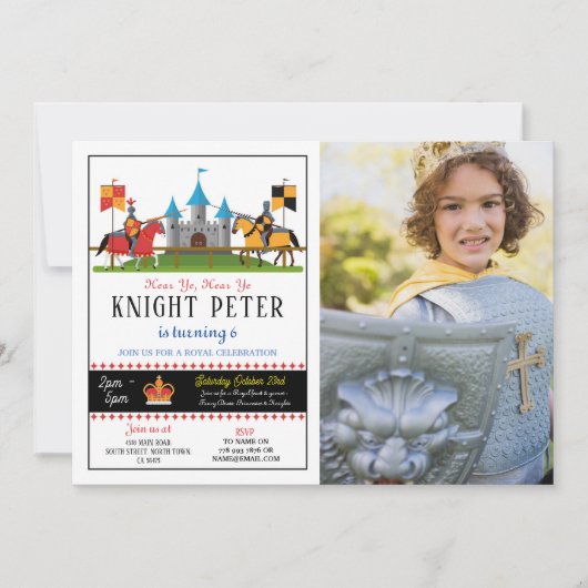 Verjaardagsfeest Ridder Middeleeuwse Foto Kaart (Voorkant)