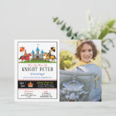 Verjaardagsfeest Ridder Middeleeuwse Foto Kaart (Staand voorkant)