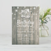 Verjaardagsfeest Roestig Hout Metselwerk Pot Strin Kaart (Staand voorkant)