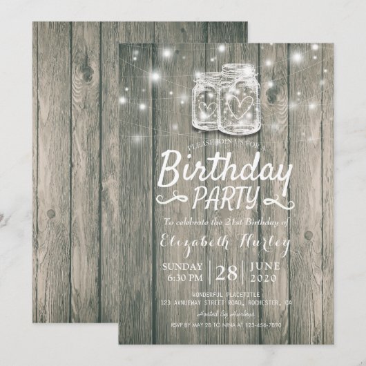 Verjaardagsfeest Roestig Hout Metselwerk Pot Strin Kaart (Voorkant / Achterkant)