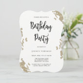 Verjaardagsfeest Rood en Wit Faux Goud Marmer Kaart (Staand voorkant)