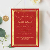Verjaardagsfeest rood gouden confetti strooi kaart