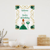 Verjaardagsfeest Rood haar Prinses Groen Welkom Poster (Keuken)