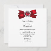 Verjaardagsfeest Rood Wit Diamant Rood Lint 2 Kaart (Achterkant)