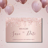 Verjaardagsfeest roos gold save the date card briefkaart