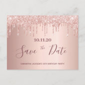 Verjaardagsfeest roos gold save the date card briefkaart (Voorkant)
