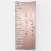 Verjaardagsfeest roos Gold Silver Sparkle Spandoek (Verticaal)