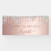 Verjaardagsfeest roos Gold Silver Sparkle Spandoek (Horizontaal)