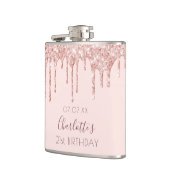 Verjaardagsfeest roos goud druipt roze heupfles (Links)