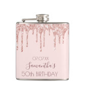 Verjaardagsfeest roos goud druipt roze vrienden heupfles (Voorkant)