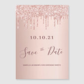 Verjaardagsfeest roos goud roze save the date (Voorkant)