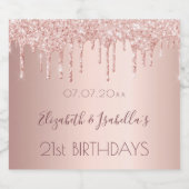 Verjaardagsfeest roos goud twee 2 personen vriende sparkling wijnetiket (Enkel label)