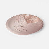 Verjaardagsfeest roos gouden ballonnen naam papieren bordje (Gekanteld)