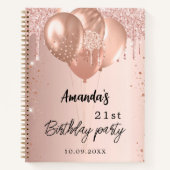 verjaardagsfeest roos gouden ballonnen notitieboek (Voorkant)