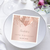 Verjaardagsfeest roos gouden ballonnen servet