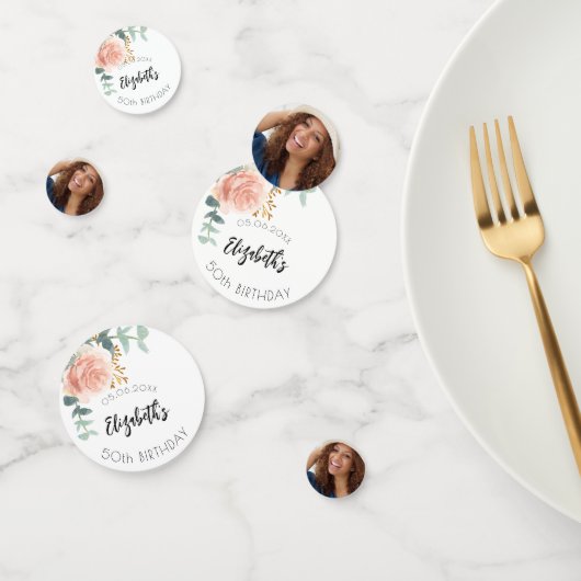 Verjaardagsfeest roos gouden bloem foto confetti (Groep)