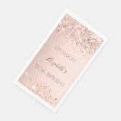 Verjaardagsfeest roos gouden confetti servet (Hoek)