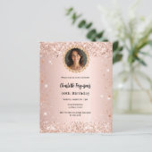 Verjaardagsfeest roos gouden diamanten foto uitnod (Staand voorkant)