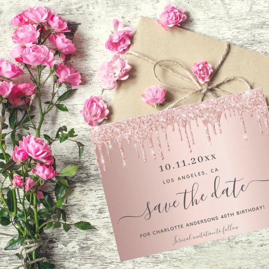 Verjaardagsfeest roos gouden druppels Bewaar de da