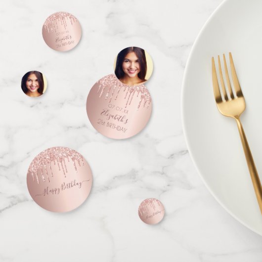 Verjaardagsfeest roos gouden foto druipt confetti (Groep)