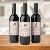 Verjaardagsfeest roos gouden jaar geboren foto bio wijn etiket