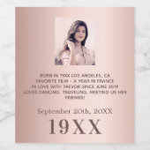 Verjaardagsfeest roos gouden jaar geboren foto bio wijn etiket (Enkel label)