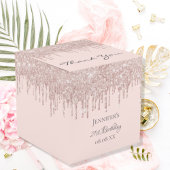 Verjaardagsfeest roos gouden roze druppels bedankdoosjes
