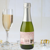 Verjaardagsfeest roos gouden roze druppels foto sparkling wijnetiket