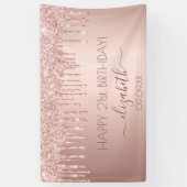 Verjaardagsfeest roos gouden roze druppels spandoek (Verticaal)