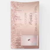 Verjaardagsfeest roos gouden roze foto welkom spandoek (Verticaal)