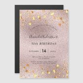 Verjaardagsfeest roos gouden roze sterren modern (Voorkant / Achterkant)