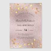 Verjaardagsfeest roos gouden roze sterren modern (Voorkant)