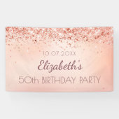 Verjaardagsfeest roos gouden roze welkomstbord spandoek (Horizontaal)