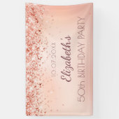 Verjaardagsfeest roos gouden roze welkomstbord spandoek (Verticaal)