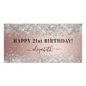 Verjaardagsfeest roos gouden zilveren confetti perfect poster (Voorkant)