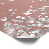 Verjaardagsfeest roos gouden zilveren confetti perfect poster (Hoek)