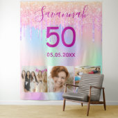 Verjaardagsfeest roze goud roze glitters glazuur f wandkleed (In situ)