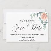 Verjaardagsfeest roze gouden bloemige bewaar de da (Voorkant)