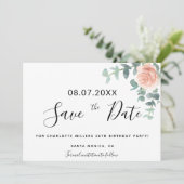 Verjaardagsfeest roze gouden bloemige bewaar de da (Staand voorkant)