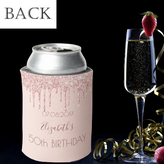 Verjaardagsfeest roze gouden blush glitterspetters blikjeskoeler