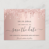 Verjaardagsfeest roze gouden glitters bewaar de da aankondigingskaart (Voorkant)