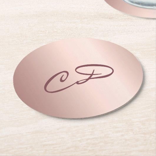 Verjaardagsfeest roze gouden monogram initiaal ronde kartonnen onderzetter (Gebogen)